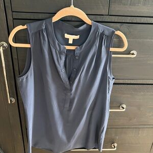 Navy blue silk sleeveless top Banana Republic